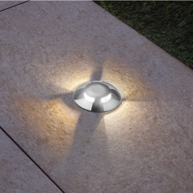 Century Italia Argo - grondspot met 4 vensters - Ø5,8 x 6,5 cm - 0,75W LED incl. - 3000K - IP67 - grijs