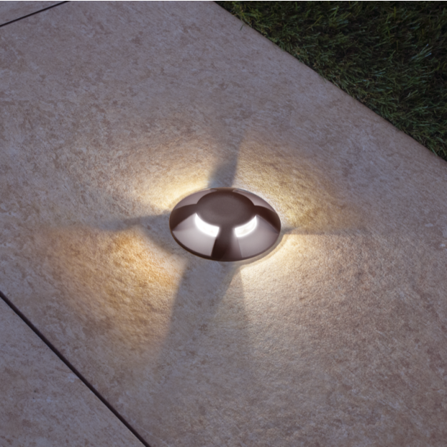 Century Italia Argo - grondspot met 4 vensters - Ø5,8 x 6,5 cm - 0,75W LED incl. - 3000K - IP67 - bruin