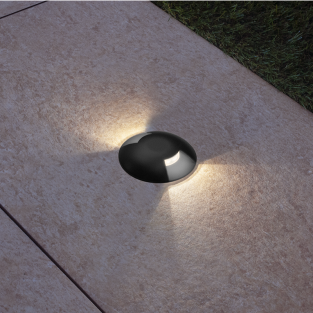 Century Italia Argo - grondspot met 2 vensters - Ø5,8 x 6,5 cm - 0,75W LED incl. - 3000K - IP67 - zwart