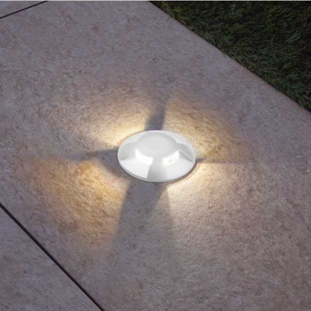 Century Italia Argo - grondspot met 4 vensters - Ø5,8 x 6,5 cm - 0,75W LED incl. - 3000K - IP67 - wit