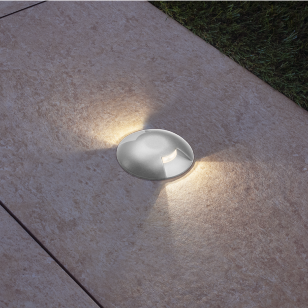 Century Italia Argo - grondspot met 2 vensters - Ø5,8 x 6,5 cm - 0,75W LED incl. - 3000K - IP67 - grijs