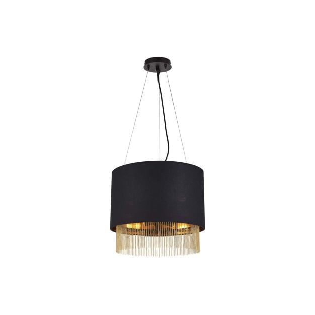 Searchlight Fringe - hanglamp - Ø 40 x 150 cm - zwart