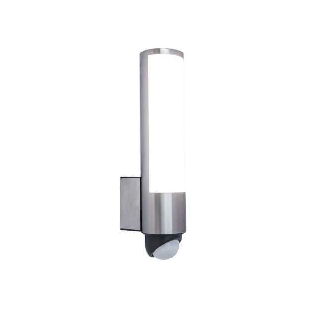 Lutec Leda - buiten wandlamp met sensor - 7 x 11 x 34 cm - 15,5W LED incl. - IP44 - grijs