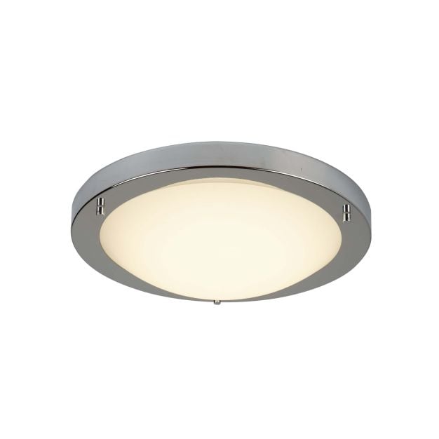 Searchlight LED Flush - plafondlamp badkamer - Ø 31 x 8 cm - 12W LED incl. - IP44 - satijn zilver en wit