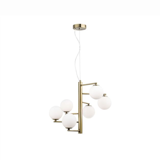 Nova Luce Agrigento - hanglamp - Ø 45 x 150 cm - opaal en antiek messing