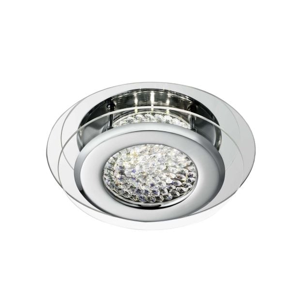 Searchlight Vesta - plafondverlichting - Ø 28 x 8 cm - 12W dimbare LED incl. - chroom