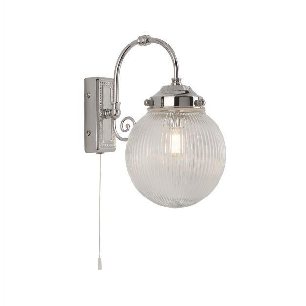 Searchlight Belvue - wandverlichting met trekschakelaar - 16 x 27 cm - IP44 - chroom