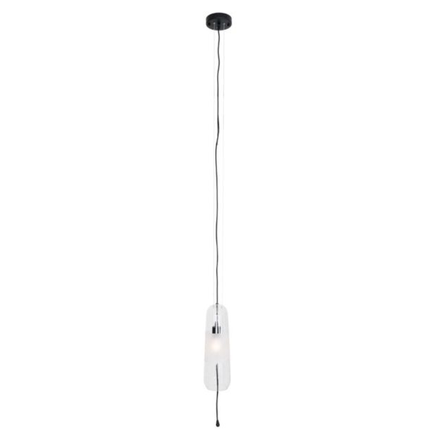 Maxlight Mauri - hanglamp - Ø 12,5 x 180 cm - zwart en transparant glas