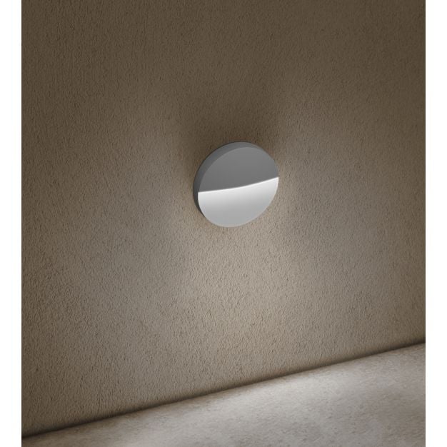 Century Italia Paseo - buiten wandverlichting - Ø 11 x 2,5 cm - 4W LED incl. - IP54 - grijs