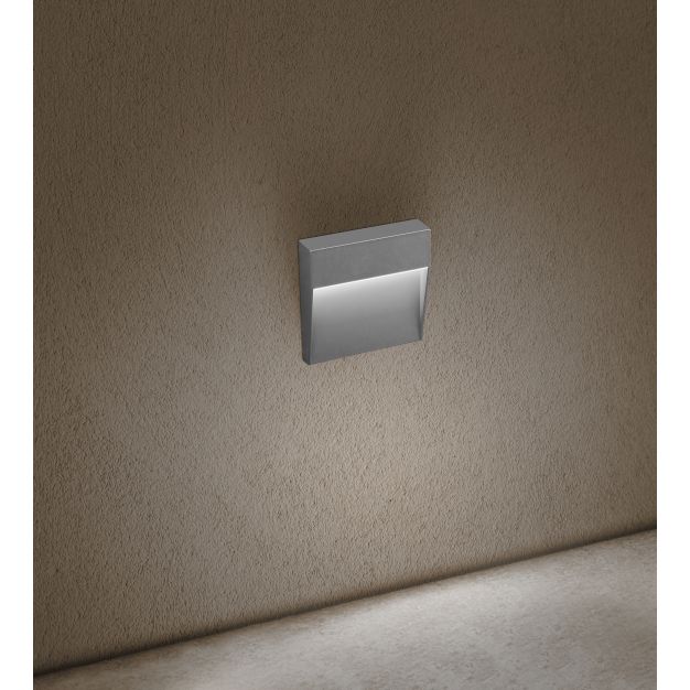 Century Italia Paseo - buiten wandverlichting - 10,5 x 10,5 x 2,4 cm - 4W LED incl. - IP54 - grijs