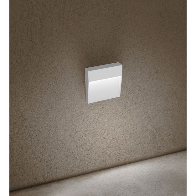 Century Italia Paseo - buiten wandverlichting - 10,5 x 10,5 x 2,4 cm - 4W LED incl. - IP54 - wit