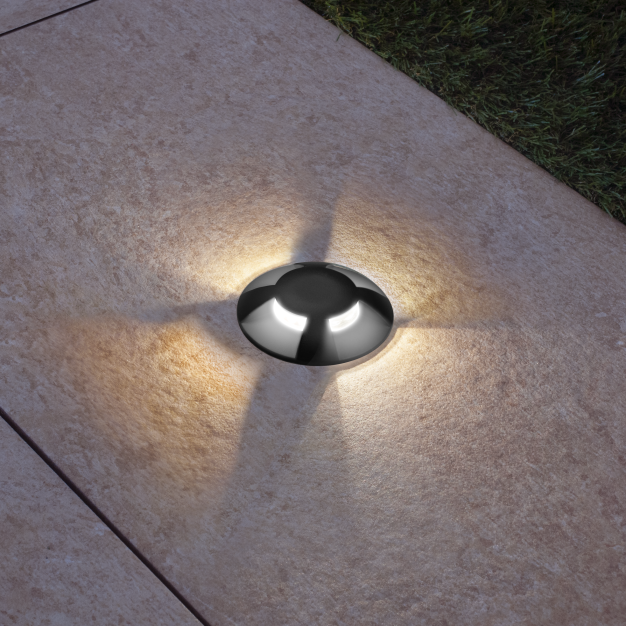 Century Italia Argo - grondspot met 4 vensters - Ø5,8 x 6,5 cm - 0,75W LED incl. - 3000K - IP67 - zwart