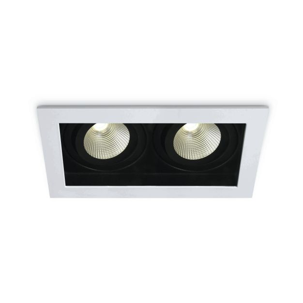 ONE Light COB Shop & Hotel - inbouwspot - 195 x 100 mm, 175 x 90 mm inbouwmaat - 2 x 12W dimbare LED incl. - wit - warm witte lichtkleur