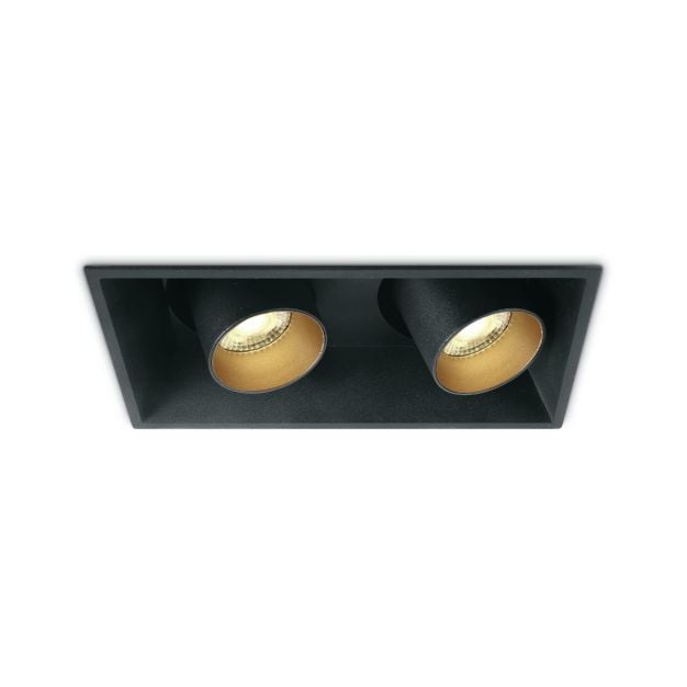 ONE Light Recessed COB Cylinders - inbouwspot - 172 x 91 mm, 165 x 85 mm inbouwmaat - 2 x 11W LED incl. - zwart