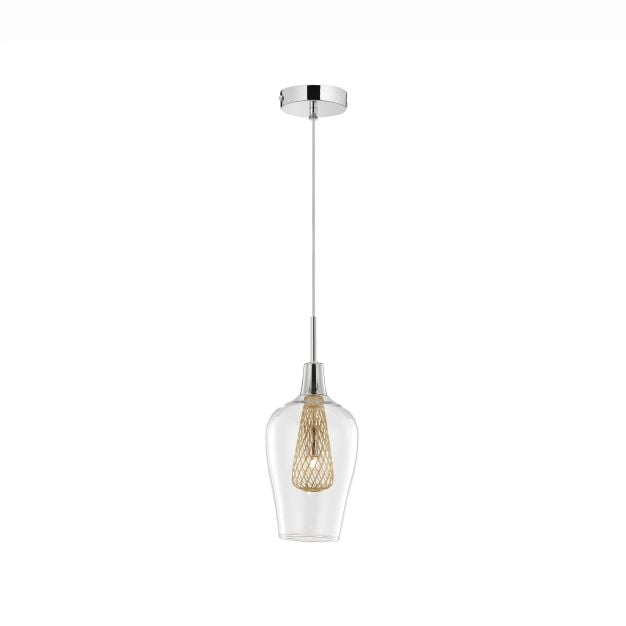 Nova Luce Filo - hanglamp - Ø 14 x 120 cm - chroom en goud