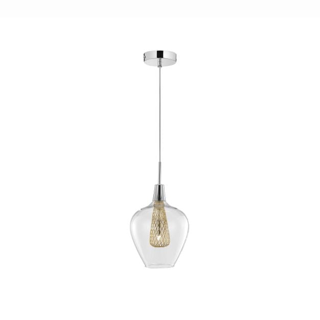 Nova Luce Filo - hanglamp - Ø 18 x 120 cm - chroom en goud