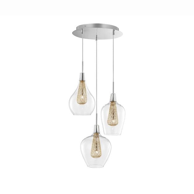 Nova Luce Filo - hanglamp - Ø 30 x 120 cm - chroom en goud