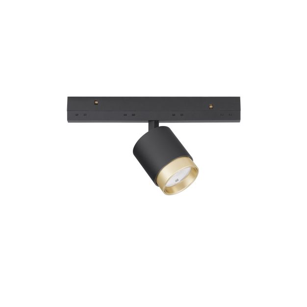 Nova Luce Ultra Slim - rail spot - lichtbundel instelbaar van 15 tot 36 graden - Ø 4,5 cm - 5W DALI dimbare LED incl. - zwart en goud