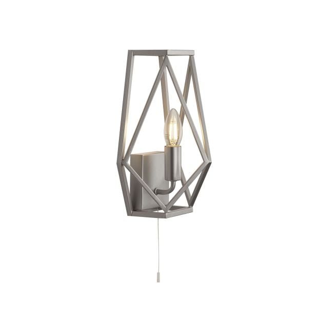 Searchlight Chassis - wandverlichting met trekschakelaar - 19,5 x 30 cm - satijn zilver