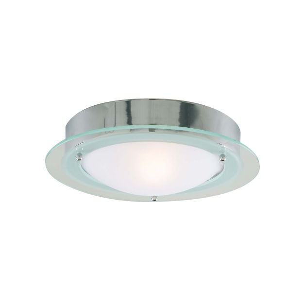 Searchlight Bathroom Flush - plafondlamp badkamer - Ø 30 x 10 cm - IP44 - chroom