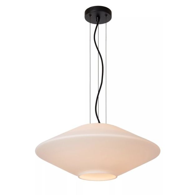 Lucide Trevor - hanglamp - Ø 50 x 153 cm - zwart en opaal