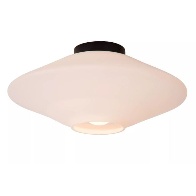 Lucide Trevor - plafondlamp - Ø 42 x 19 cm - zwart en opaal