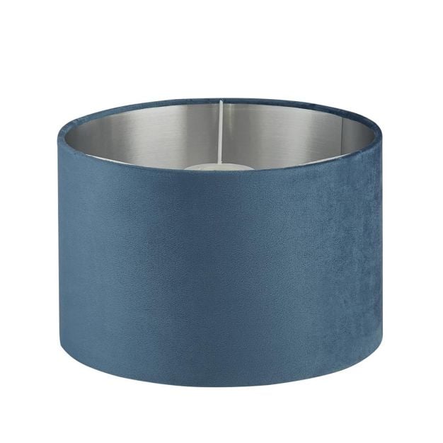 Searchlight Velvet Drum - lampenkap - Ø 28 x 18 cm - blauwgroen en zilver