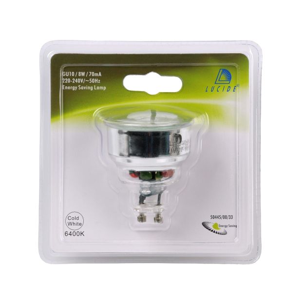 Lucide spaarlamp - GU10 - 8W - 6500K - wit