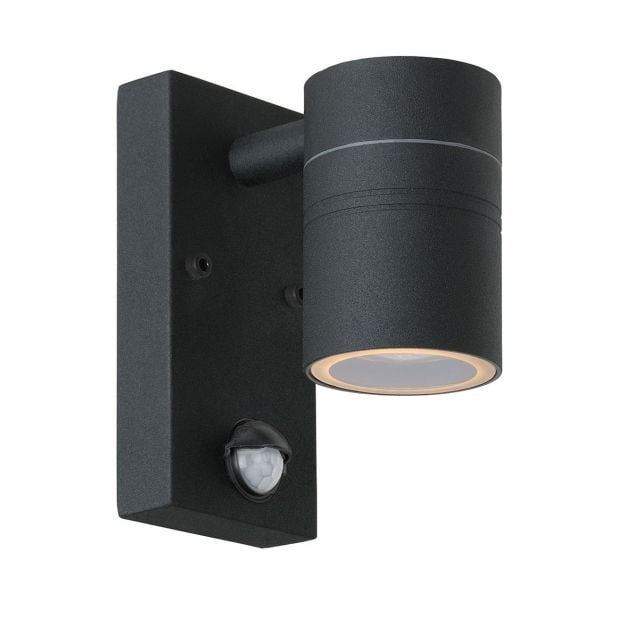 Lucide Arne 1 - buiten wandverlichting met bewegingssensor - 6,3 x 12 x 16,3 cm - 5W LED incl. - IP44 - zwart