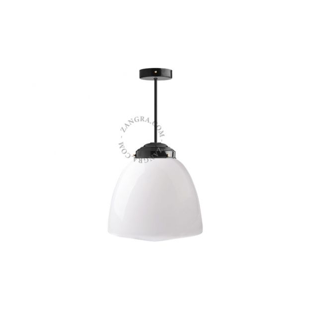 Zangra - hanglamp - ⌀ 13 x 35 cm - zwart en opaal