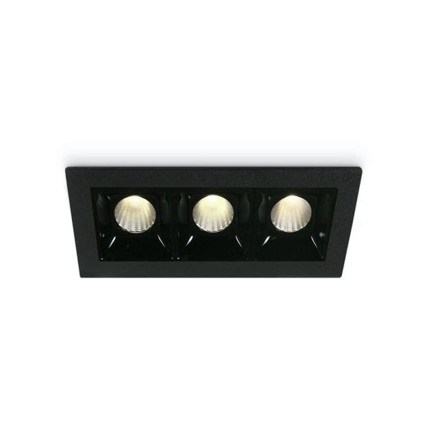 ONE Light Shop Square Boxes - inbouwspot - 106 x 45 mm, 97 x 36 mm inbouwmaat  - 3 x 2W dimbare LED incl. - zwart