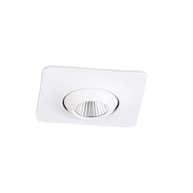 Dobac Yuca Square Tilted - inbouwspot 1L - 55 x 55mm, Ø 45 mm inbouwmaat - 3W LED incl. - wit (laatste stuks!)