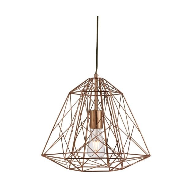 Searchlight Geometric Cage - hanglamp - Ø 39 x 120 cm - glanzend koper