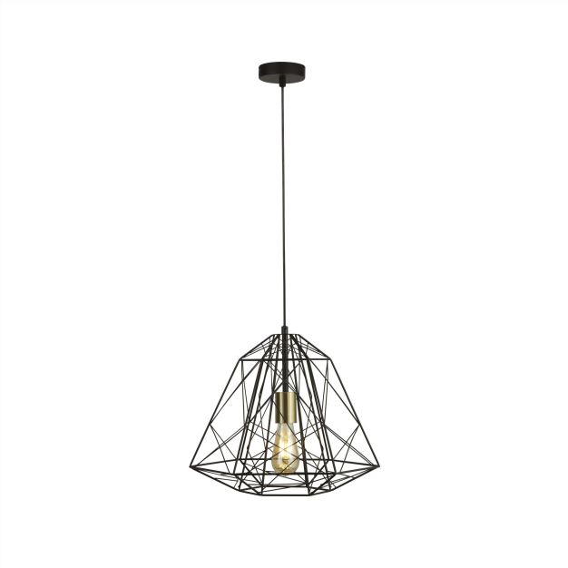 Searchlight Geometric Cage - hanglamp - Ø 39 x 150 cm - zwart