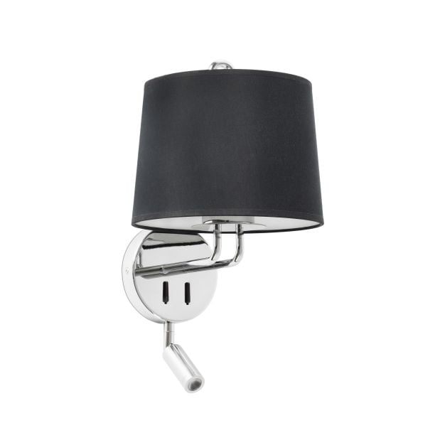 Faro Montreal - wandverlichting met schakelaar - 21,5 x 19 x 39 cm - 3W LED incl. - zwart en chroom