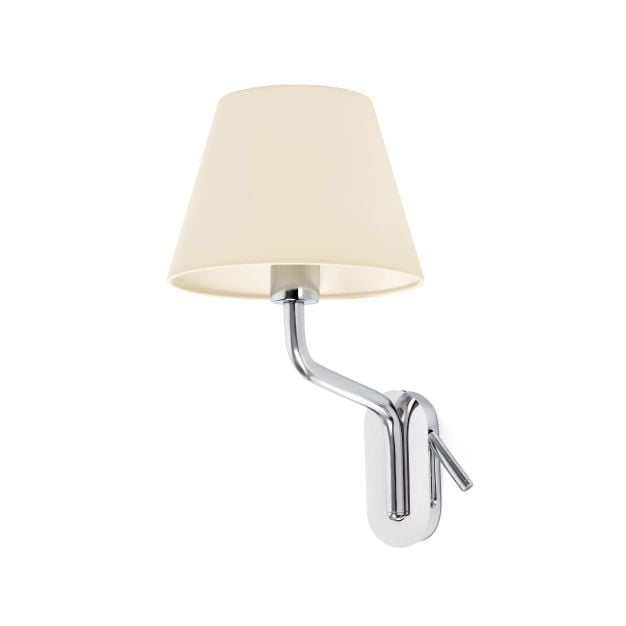 Faro Eterna Left - wandverlichting - 21,5 x 20 x 16 cm - 1W LED incl. - beige en chroom