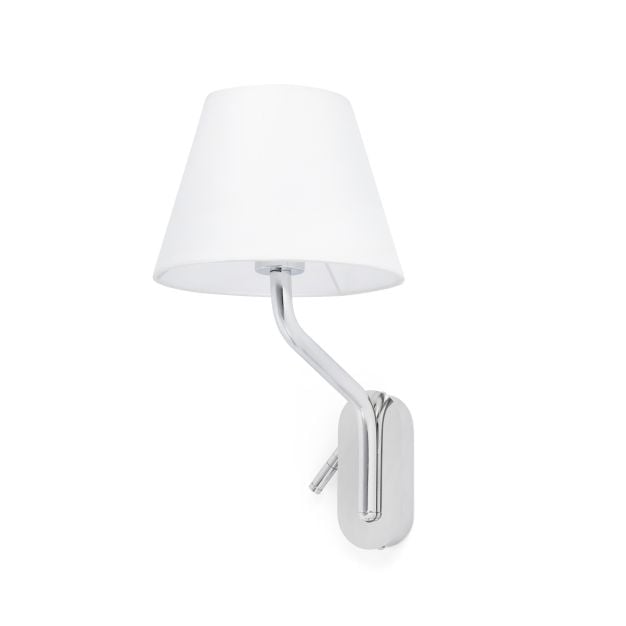 Faro Eterna Right - wandverlichting - 21,5 x 20 x 16 cm - 1W LED incl. - wit en chroom