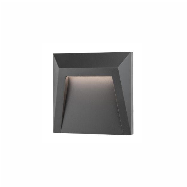 Nova Luce Luton - buiten wandverlichting - 12,5 x 3,3 x 12,5 cm - 1,2W LED incl. - IP65 - donkergrijs