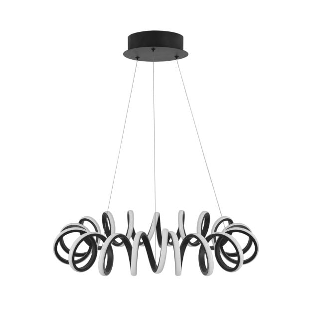 Nova Luce Zinia - hanglamp - Ø 60 x 150 cm - 45W LED incl. - zand zwart