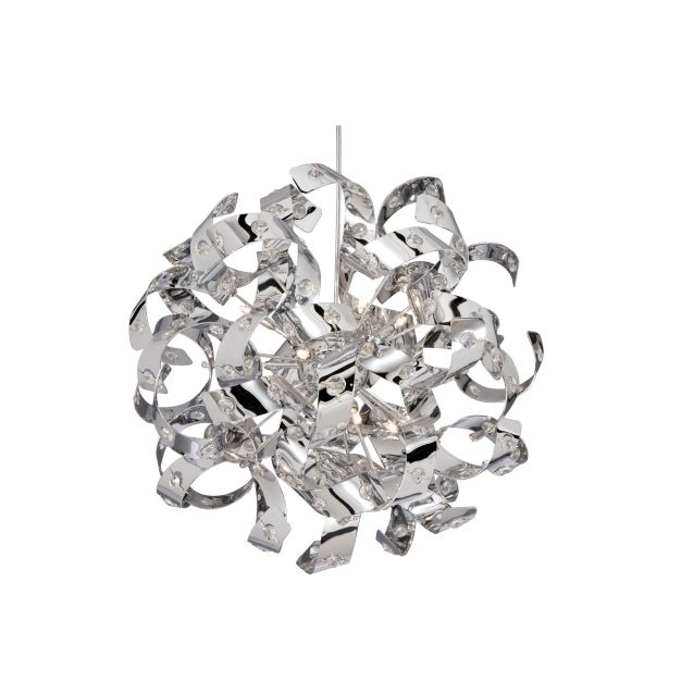 Searchlight Curls - hanglamp - Ø 50 x 130 cm - 12 x 7W halogeen incl. - chroom