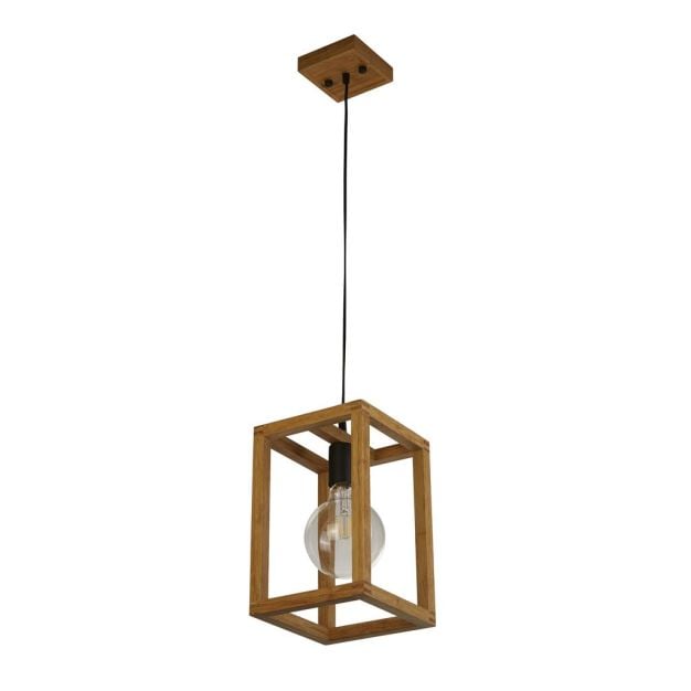 Searchlight Square - hanglamp - 20 x 20 x 120 cm - zwart en bruin