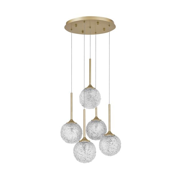 Nova Luce Mirano - hanglamp - Ø 42 x 180 cm - messing goud en transparant