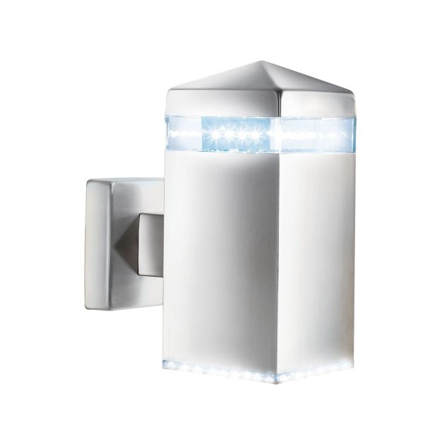 Searchlight India - buiten wandverlichting - 8 x 18 cm - 2W LED incl. - IP44 - satijn zilver