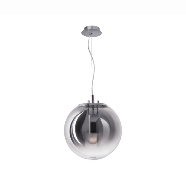 Nova Luce Arabela - hanglamp - Ø 40 x 150 cm - gerookt glas en chroom