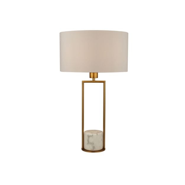 Searchlight - tafellamp - Ø 35 x 62 cm - wit en goud