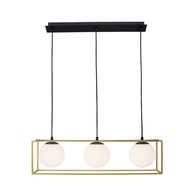 Nova Luce Juliet - hanglamp - 70 x 18 x 120 cm - messing en wit