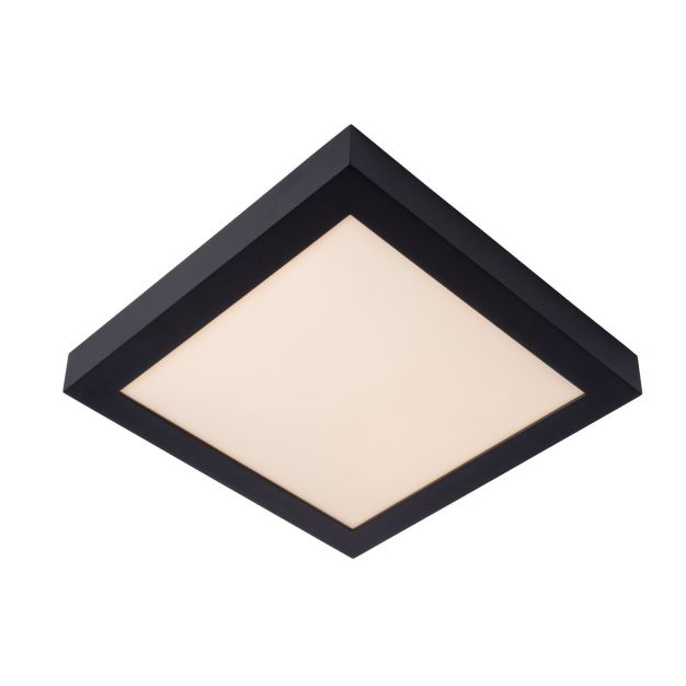 Lucide Brice-Led - plafondverlichting - 30 x 30 x 3,9 cm - 30W dimbare LED incl. - IP44 - zwart