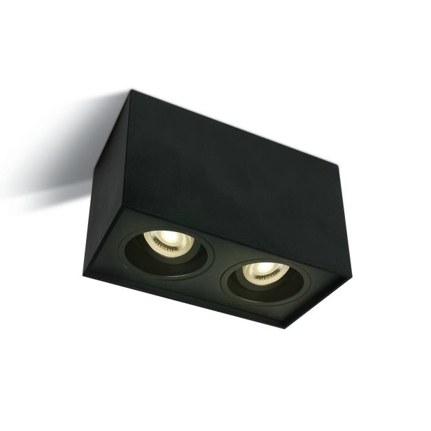 ONE Light GU10 Adjustable Square Cylinders - opbouwspot 2L - 18,2 x 9,6 x 12,5 cm - zwart