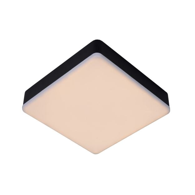 Lucide Ceres-LED - plafondlamp badkamer - 21,5 x 21,5 x 5 cm - 30W dimbare LED incl. - IP44 - zwart