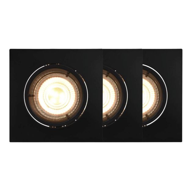 Nordlux Smart Carina - inbouwspot, set van 3 - slimme verlichting - 85 x 85 mm, Ø 72 mm inbouwmaat - 4,7W LED incl. - zwart